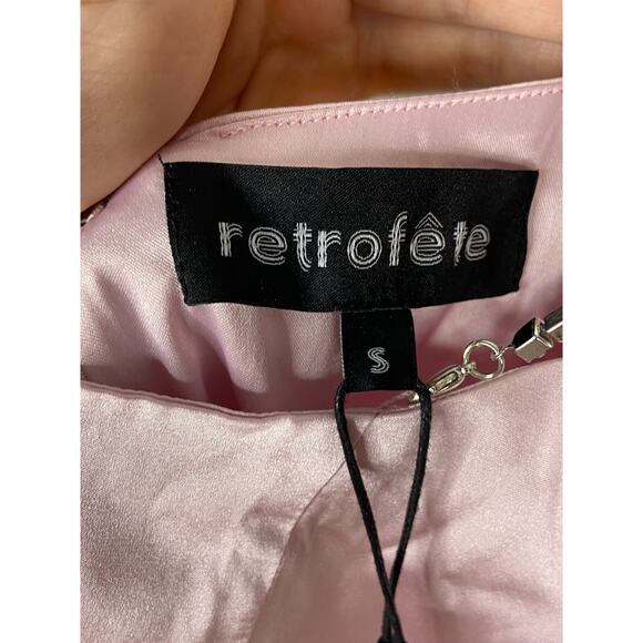 Retrofete Emilia Dress Silk Halter Neck Rhinestone Formal Party Gala Guest Sz M - Picture 11 of 13